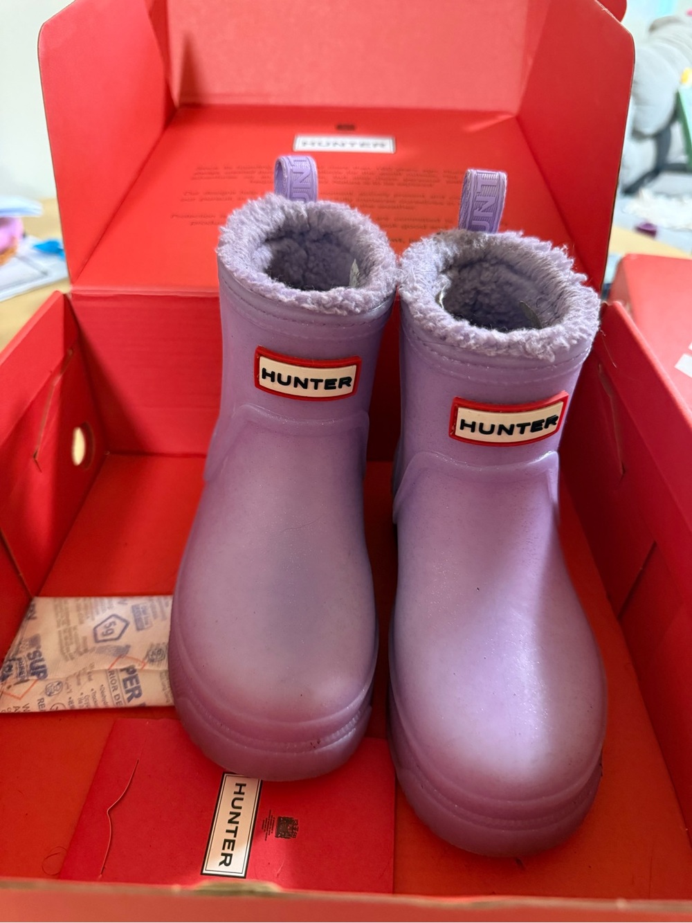 Hunter Kids Lavender Fleece-Lined Rain Boots